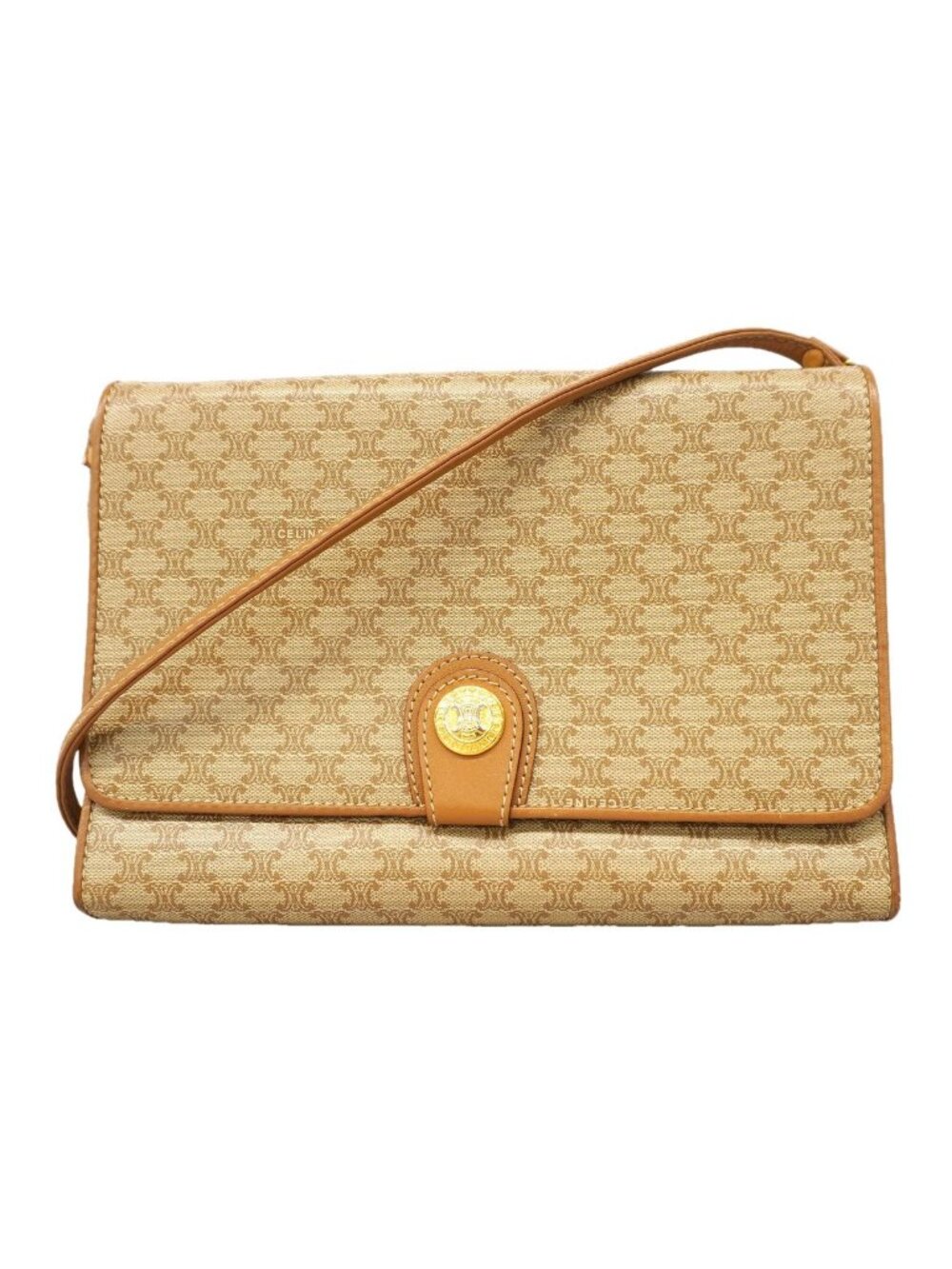 Celine Shoulder Bag Macadam Beige Gold